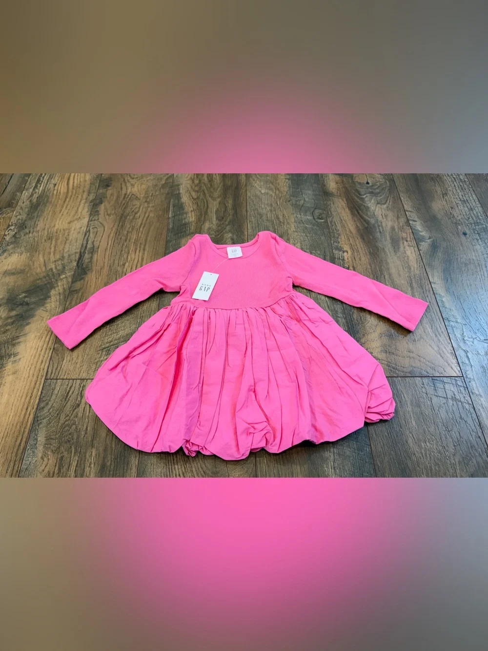 Baby GAP Long Sleeve Bubble Dress, Pink, Size 12-18 Months, NEW